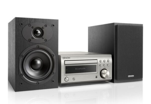 Denon D-M41 DAB HiFi CD System silber mit schwarzen Lautsprechern 2x30 Watt