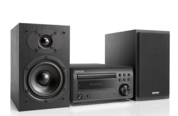 Denon D-M41 DAB HiFi CD System schwarz mit schwarzen Lautsprechern 2x30 Watt