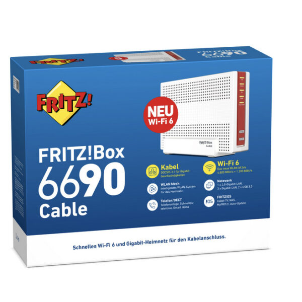 AVM FRITZ!Box 6690 Cable High-End Router Heimnetz m.4x4WiFi6 (WLAN AX) 20002965