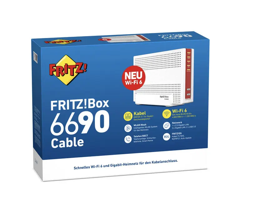 AVM FRITZ!Box 6690 Cable High-End Router Heimnetz m.4x4WiFi6 (WLAN AX) 20002965
