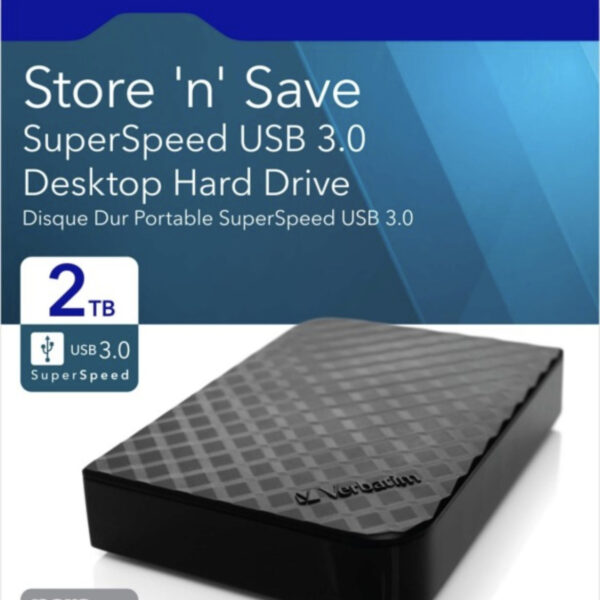 Verbatim Festplatte 2TB USB 3.0 I 3,5 Zoll 3DStore 47683 externes Netzteil