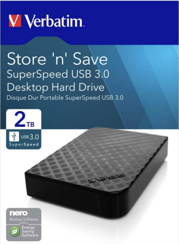 Verbatim Festplatte 2TB USB 3.0 I 3,5 Zoll 3DStore 47683 externes Netzteil