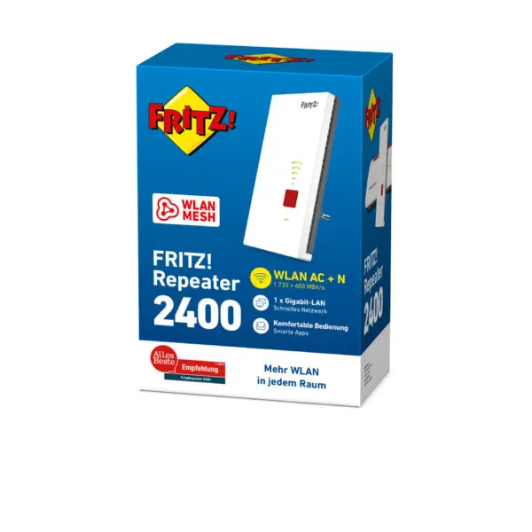 AVM FRITZ!Repeater 2400 (20002855) Ultraschnelles WLAN Mesh im FRITZ!Box-Heimnetz
