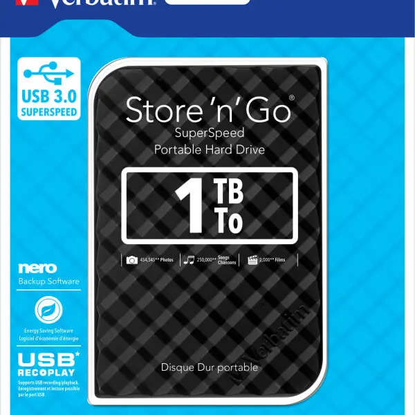 Verbatim Festplatte 1TB USB 3.0 53194 2,5 Zoll extern 2. Gen
