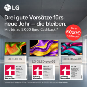 LG Cashback „Gute Vorsätze 2026“ – bis zu 5.000 € Cashback auf LG OLED & QNED TVs | Atlas Vision Store