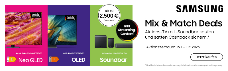 Samsung VSX Mix & Match Deals 2026 bei Atlas Vision Store – Bis zu 2.500 € Cashback