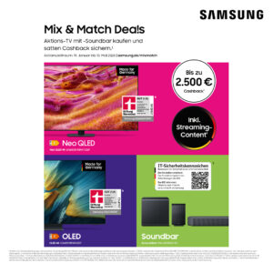 Samsung VSX Mix & Match Deals 2026 bei Atlas Vision Store – Bis zu 2.500 € Cashback