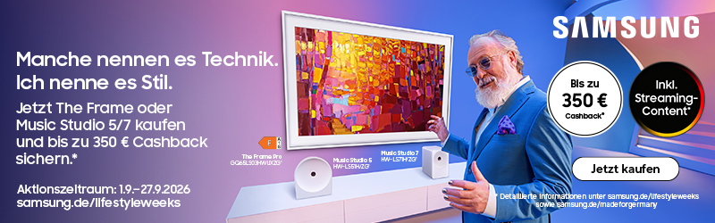 Samsung Lifestyle Weeks vom 1. bis 27. September 2026 – bis zu 350 Euro Cashback
