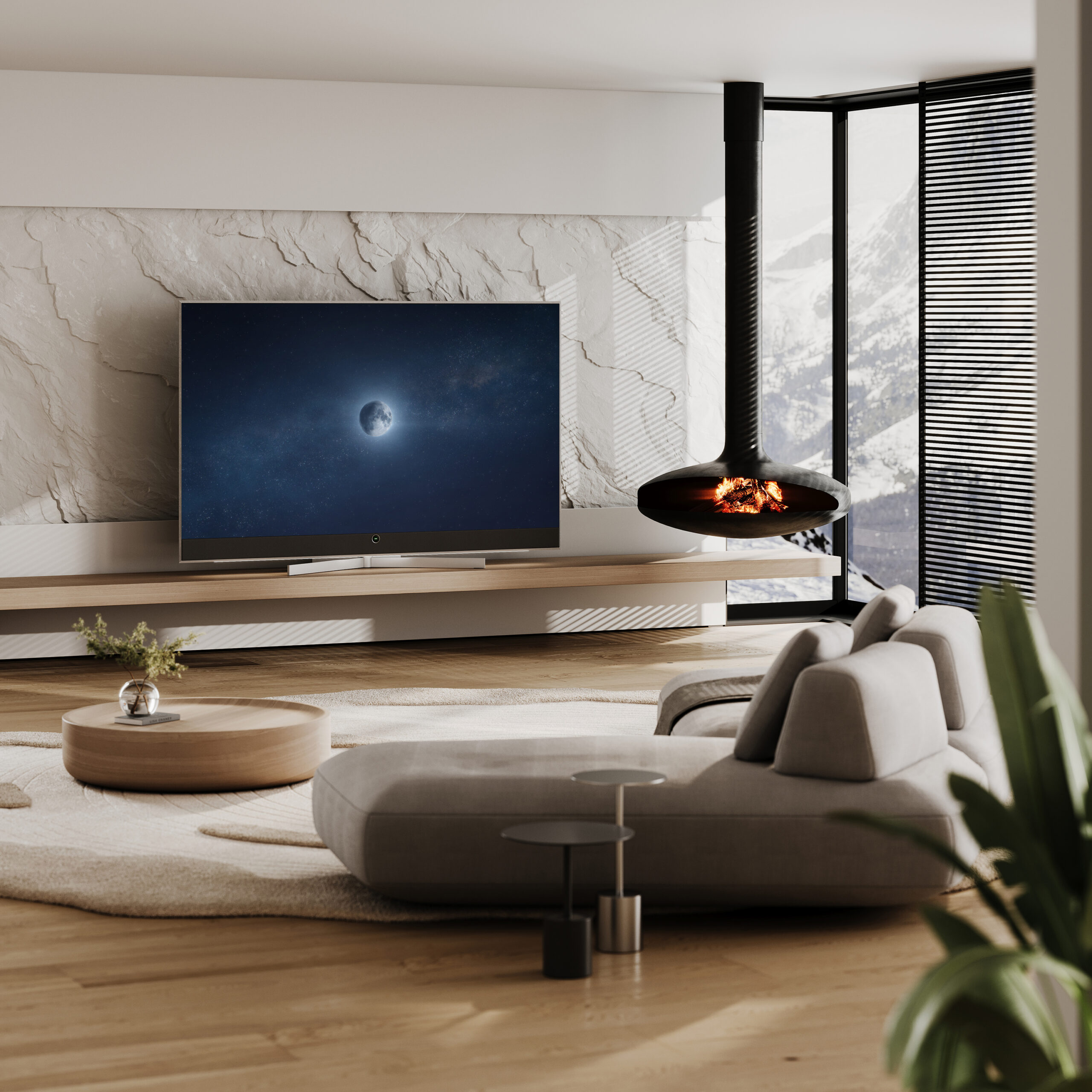 Loewe stellar 48 dr+ VIDAA alu brushed + concrete – 48 Zoll OLED-TV