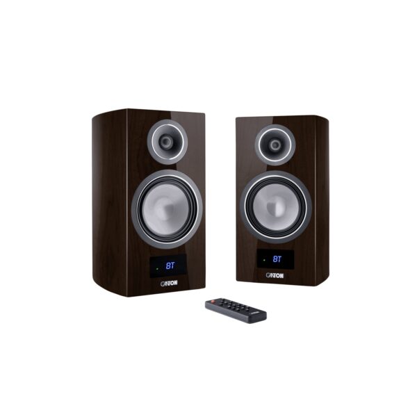 Canton Smart Vento 3 S2 – Nussbaum dunkel Hochglanz | Aktiv-Regallautsprecher (Paar)