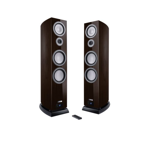Canton Smart Vento 9 S2 – Nussbaum dunkel Hochglanz | Aktiv-Standlautsprecher (Paar)